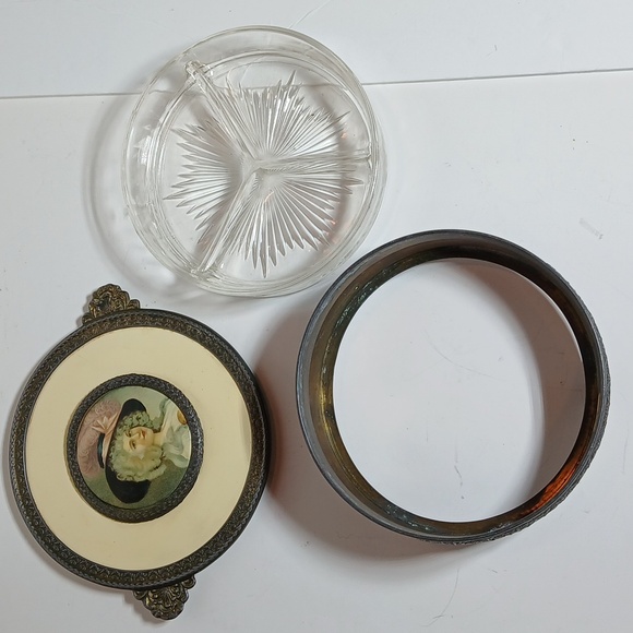 🌹 Vintage PNCW Bronze Miniature Portrait Trinket Jewelry Dresser Box Victorian - Picture 6 of 12